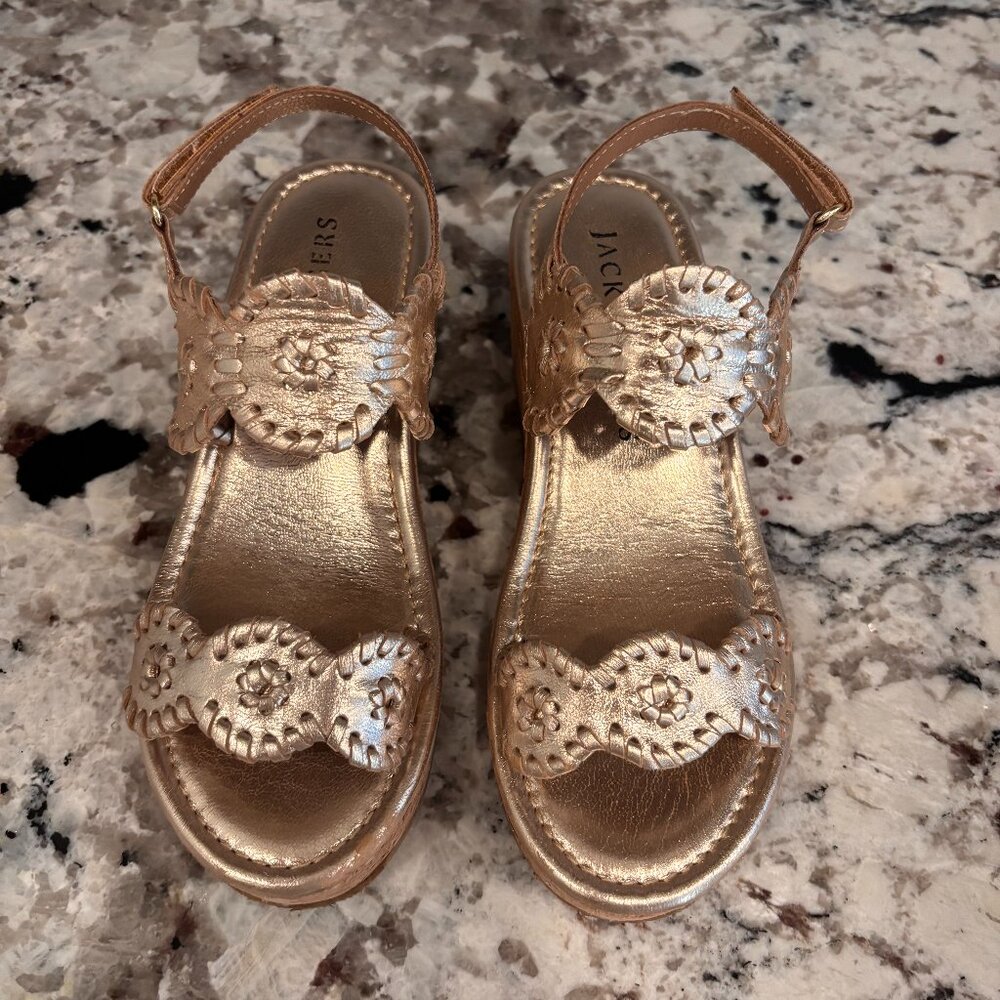 Girls Jack Roger Wedge Sandals - Gold - Size 2